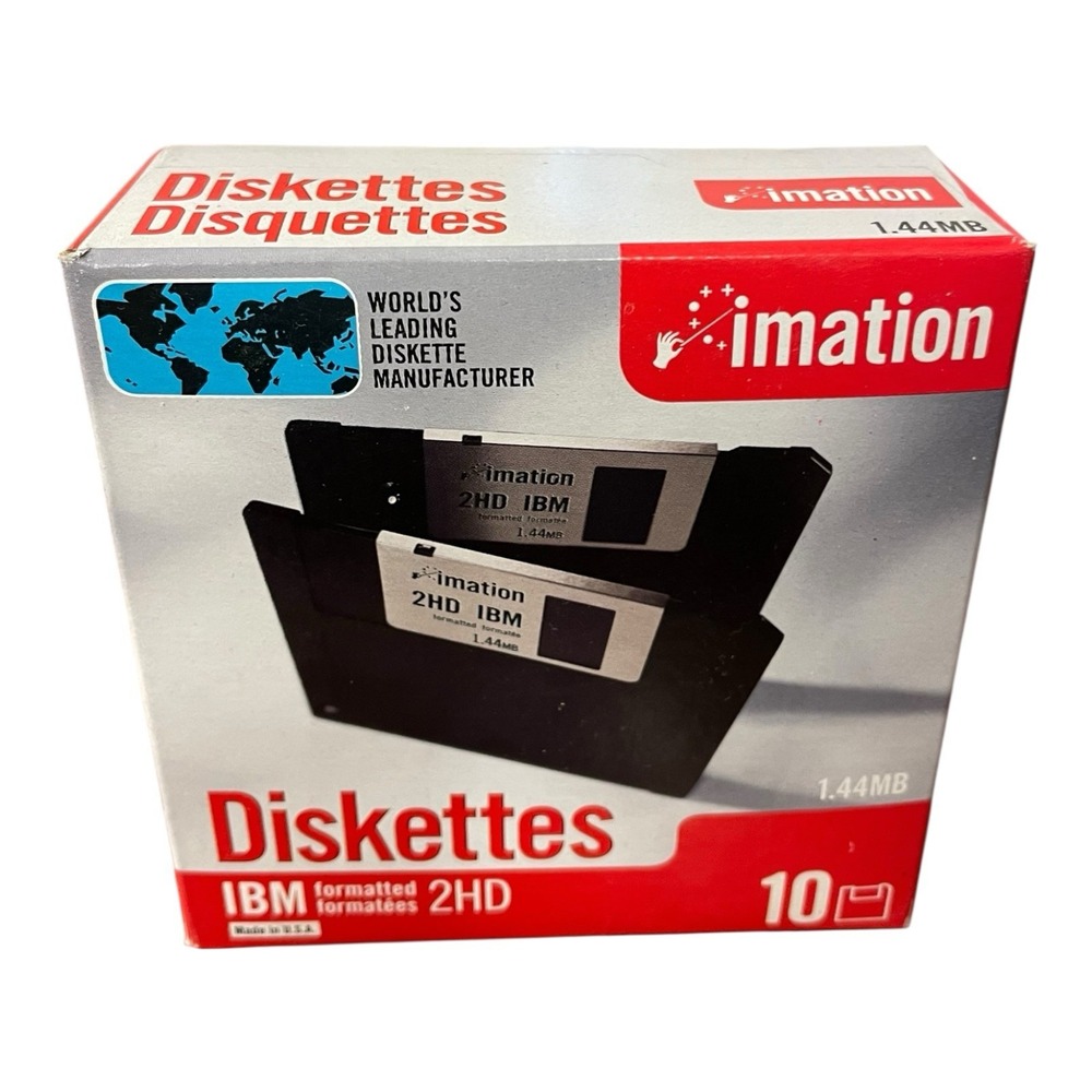 Imation IBM Formatted 3.5" Diskettes 2HD 1.44MB Made‎ In USA Sealed Box
